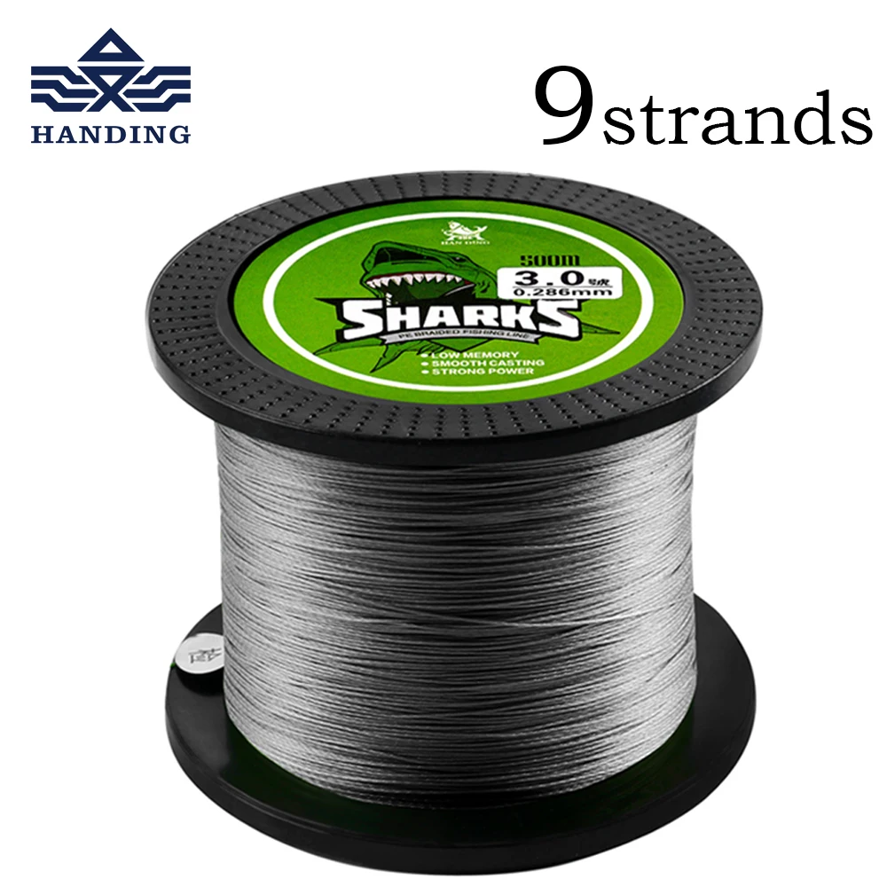 

Handing 500M 9 Strands 18LB-96LB PE braided Fishing Line super Strong Multifilament carp Fishing cord for Saltwater Fishing
