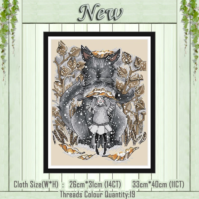 

Winter call fox animal girl decor painting counted print on the canvas DMC 11CT 14CT kit Cross Stitch embroidery needlework Sets
