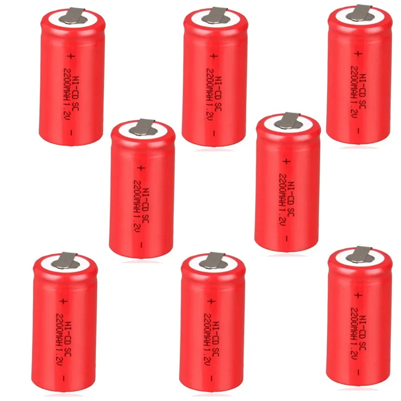 

12PCS A LOT RED SC Ni-Cd battery 2200mah rechargeable battery replacement 1.2v 22420 with tab an Extension Cord Processed