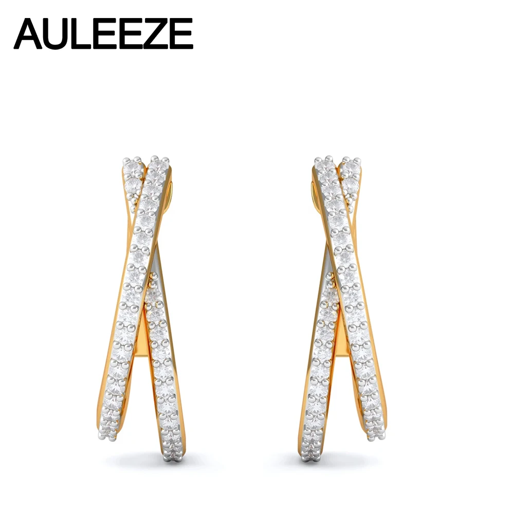 Diamond Earrings Genuine 14k Solid Yellow Gold Beautiful Hoop Diamond Earrings Genuine 14k Solid Yellow Gold Beautiful Hoop 100 Natural Real For Women Fine Jewelry In From