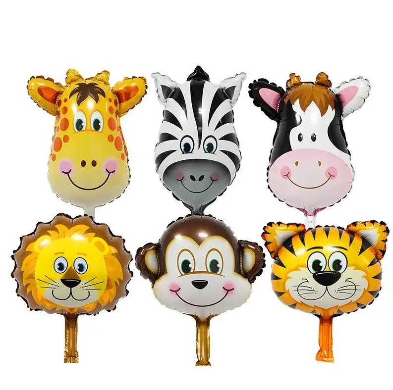 

6pcs/set Mini Giraffe Zebra Cow Lion Monkey Tiger Animal foil Balloon kids Birthday Party balon baby shower supplies decorations