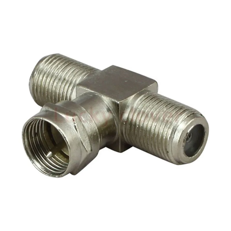

6pcs VHF/UHF TV Right Angle 1 F-type F Male Plug to 2 F Female Jack T type Connector Adapter