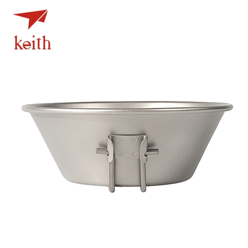 Keith titanio puro tazón mango plegable camping Utensilios de cocina Vajilla cubiertos picnic cocina Boles y cuencos recorrido al aire libre senderismo Utensilios