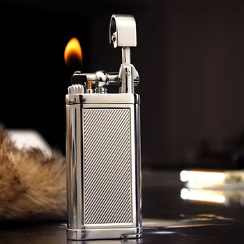 

Metal Windproof Inflatable Lighter Smoking Refillable Flame Lighter for Cigarettes BBQ Grilling Camping Hiking Tool No Gas