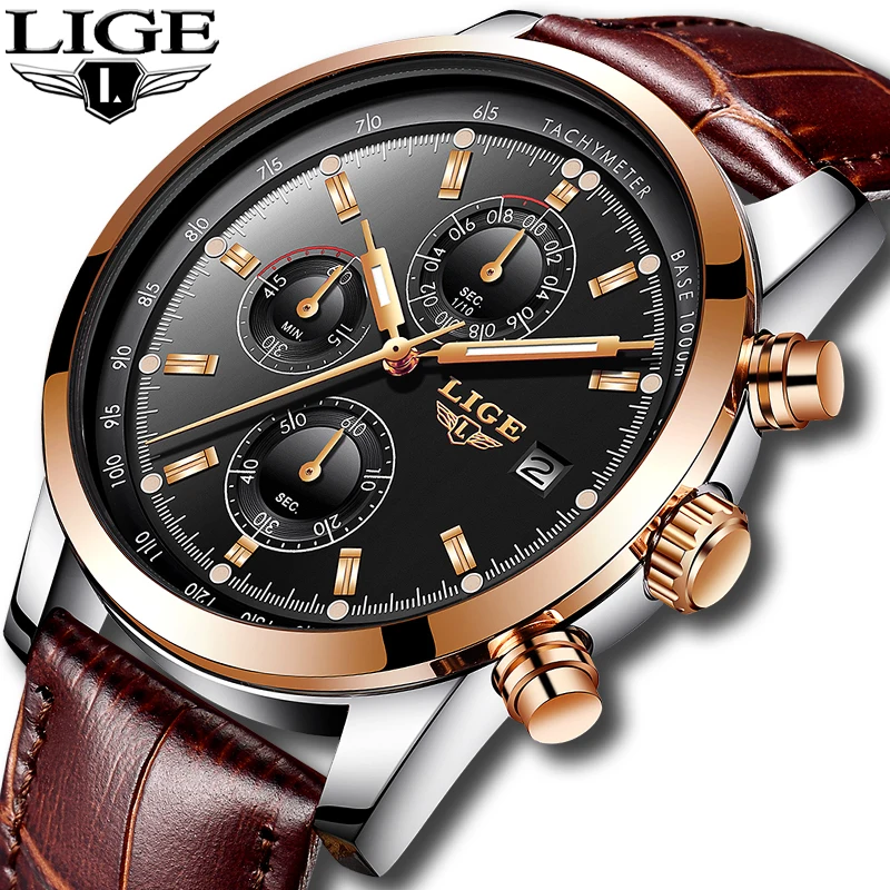 

Relogio Masculino2019 LIGE Mens Watches Top Brand Luxury Chronograph Waterproof Analog Quartz Watch Men All Steel Sport Clock