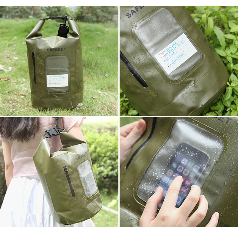 15L River Trekking bolsas deporte al aire libre de la playa que acampa bolso seco impermeable ventana pivotante natación almacenamiento bolsa resistente al agua