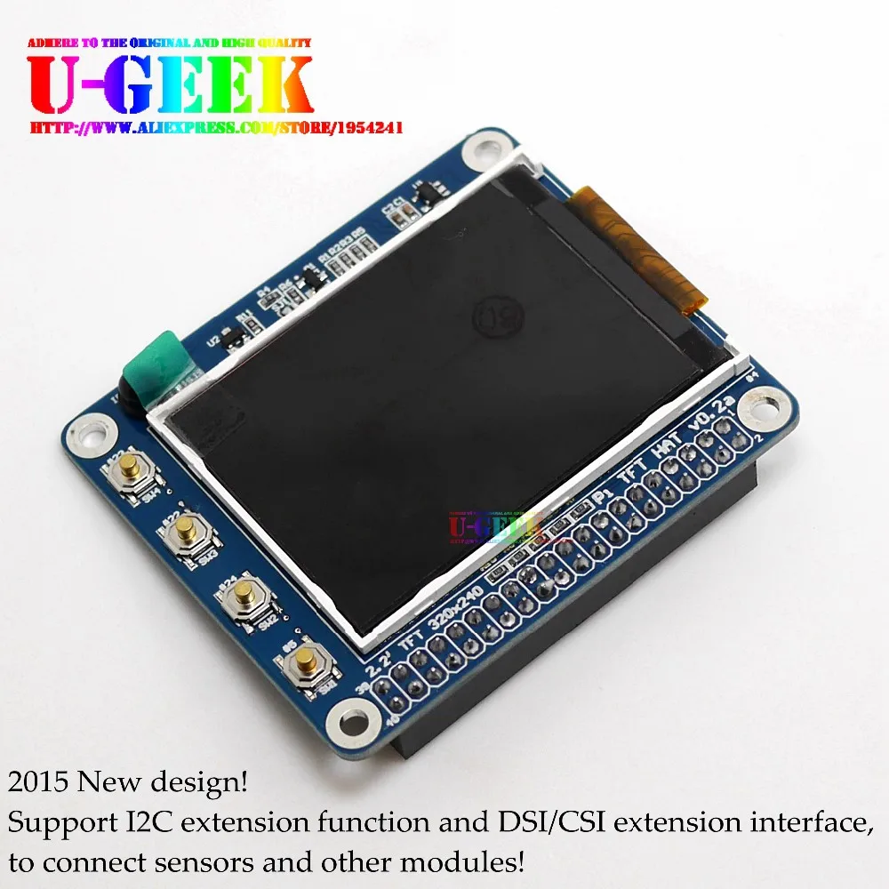 Поддержка I2C! UGEEK дизайн! 2,2 дюймовый ЖК-экран TFT с 6 кнопками и ИК-дисплеем для Raspberry Pi 3B 2B 3A+ Zero 3B+ 4B