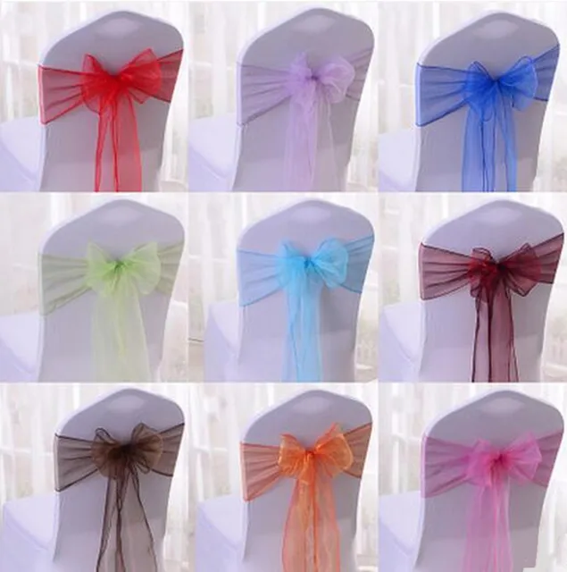 Aliexpress Com 50pcs 18 Color Diy Wedding Chair Covers 18 Color Diy Wedding Chair Covers Sashes Bow Erfly Ribbon For Party Birthday