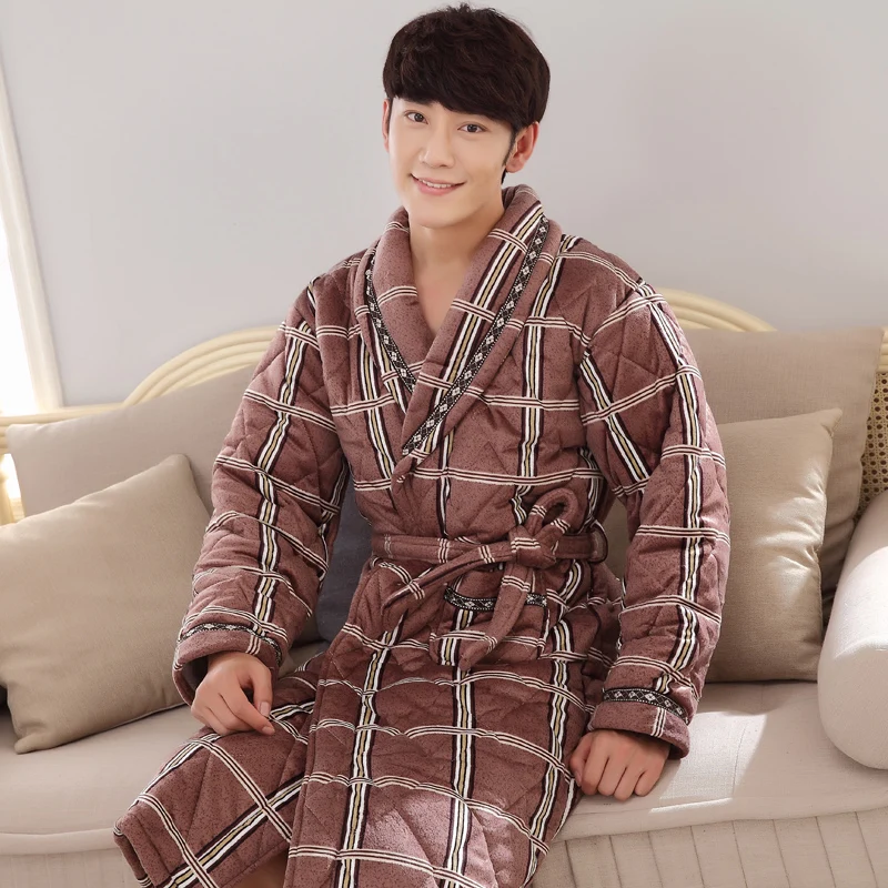 Brand New Winter Men's Nightgowns Warm Robes for Men Bath Robe Bathrobe