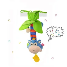 New Design Monkey Baby Rattle with Melody Wind Up Music Box Toy Crib Hanging Baby Teether Pull Bell Plush Doll TY