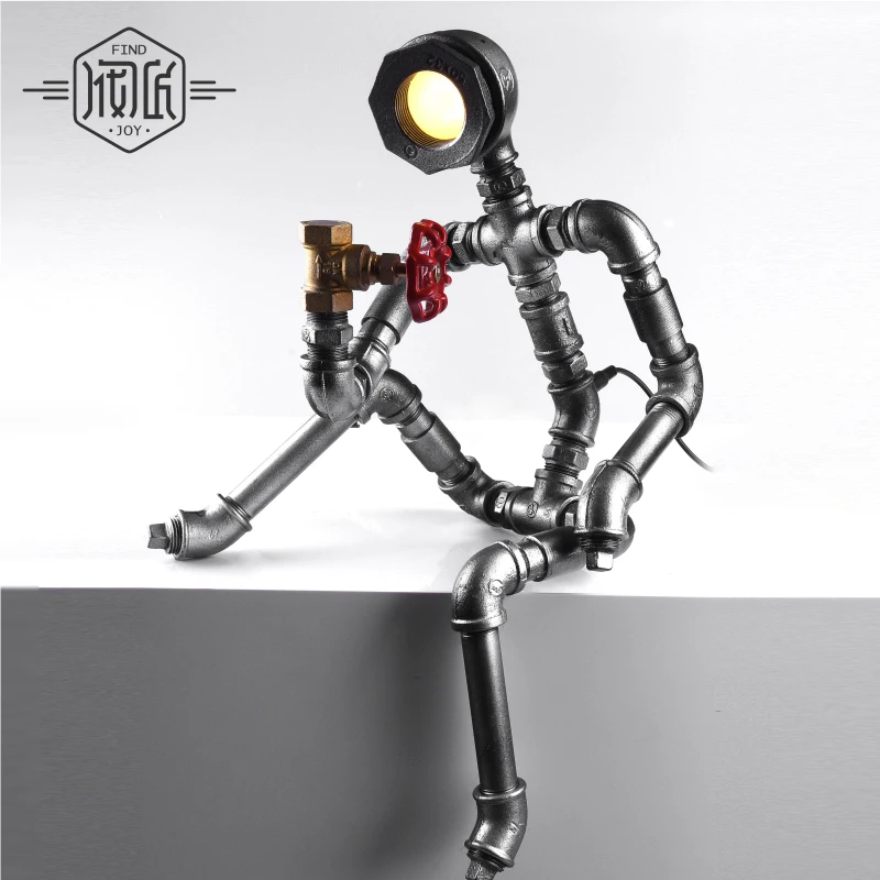 

Robot Light Modern Industrial Pipe Light Led Desk Lamp Vintage Steampunk Coffee Bar Shop Loft Style