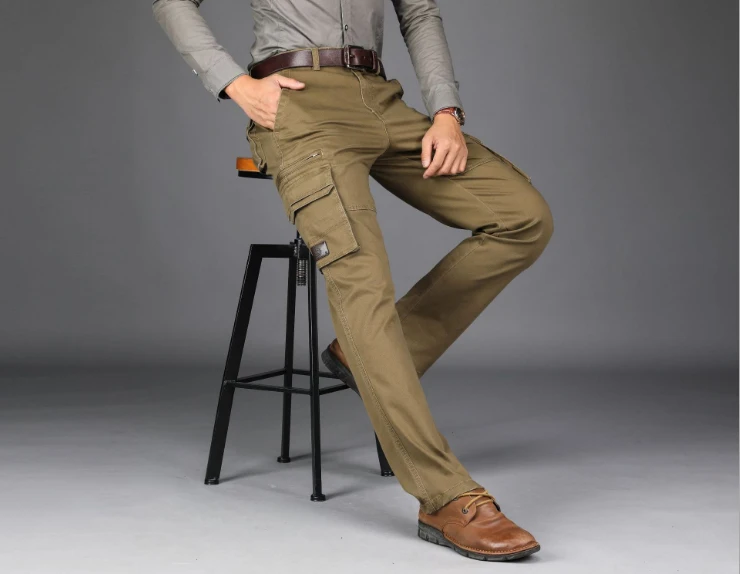 LONMMY штаны-карго мужские прямые мульти-карманные хлопковые тренировочные брюки мужские штаны военного образца армейский зеленый хаки