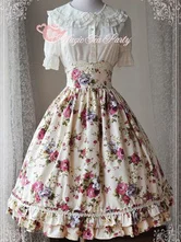 

Floral Print Cotton Ruched Hime Lolita Dresses