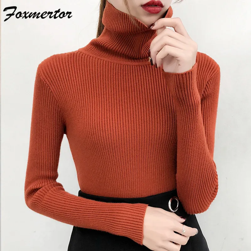 

Soperwillton winter woman knit pullover 2019 solid color high collar women sweater fashion women's Knit short slim fit E1258