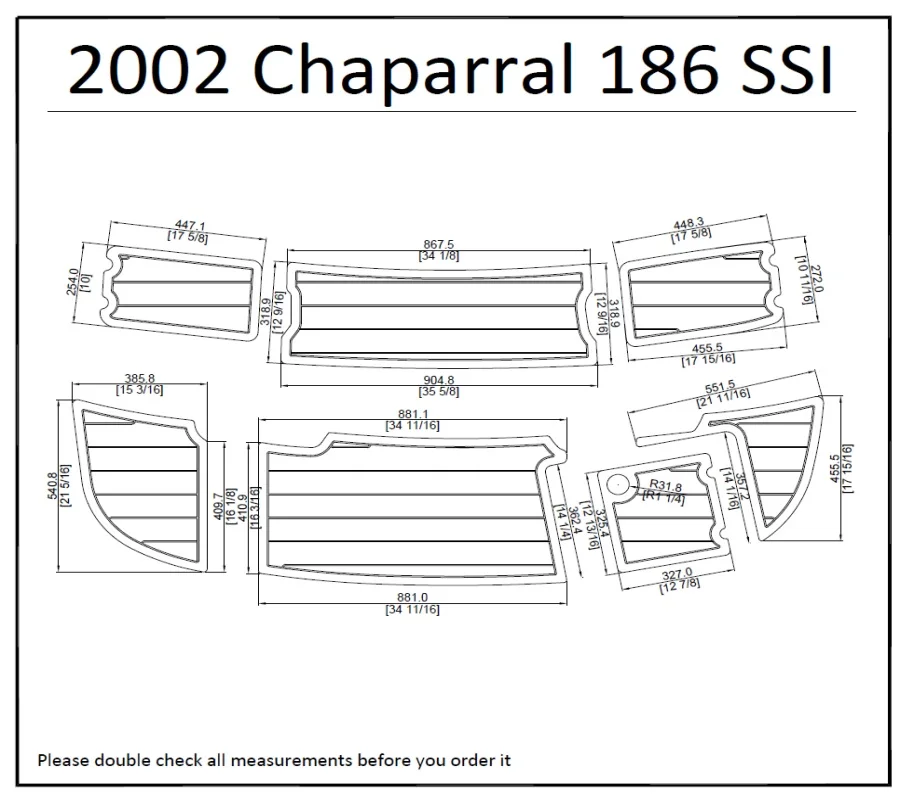 2002 Chaparral 186 SSI Плавающая Платформа Pad 1/" 6 мм Лодка EVA тик настил