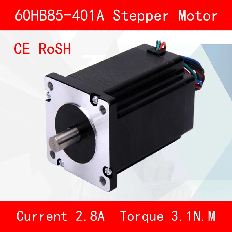 

CE ROSH 60HB85-401A Stepper motor torque 3.1N.M Phase current 2.8A for automation equipment 3d printer cnc