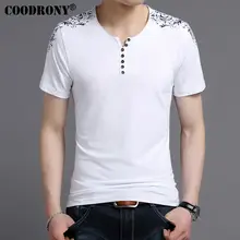 COODRONY Футболка мужская брендовая одежда летняя новая футболка с коротким рукавом и воротником Henry Мужская модная хлопковая Футболка с цветочным принтом S7603