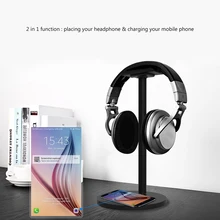 2 functions QI wireless charger charging base stand with headsets holder bracket for samsung galaxy S for Headphone holder