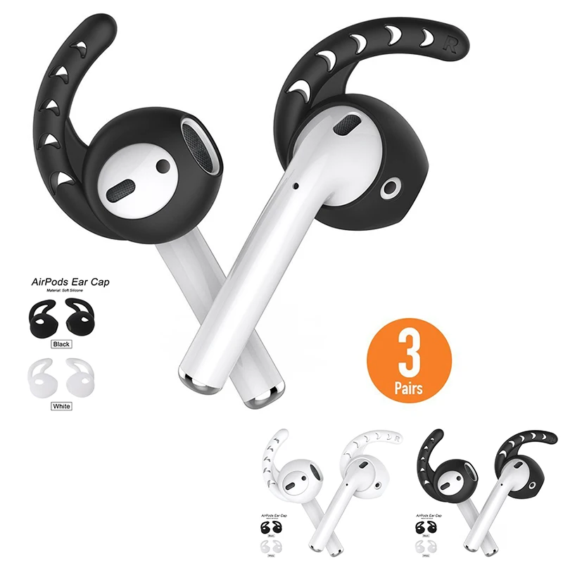 

Replacement Soft Silicone Antislip Ear Cover Hook Earbuds Tips Earphone Silicone Case for AirPods Apple EarPods 3 Pairs