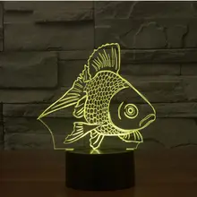 3D Рыба 7 цветов изменить креативный сенсорный выключатель маленький ночник как украшение дома проекционный 3d-светильник