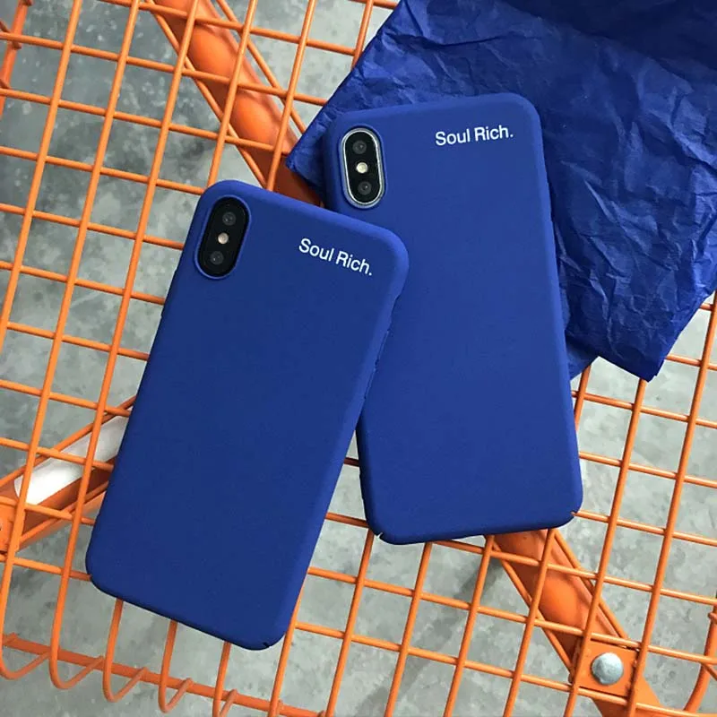 

Simple Blue Color Phone Case For iPhone X XR XS Max 5 5S SE 6 6S Plus 7 8 Matte Full Back Cover For iPhone 7 8 Plus Cases Capa