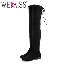 WETKISS/женские облегающие высокие сапоги большого размера женская