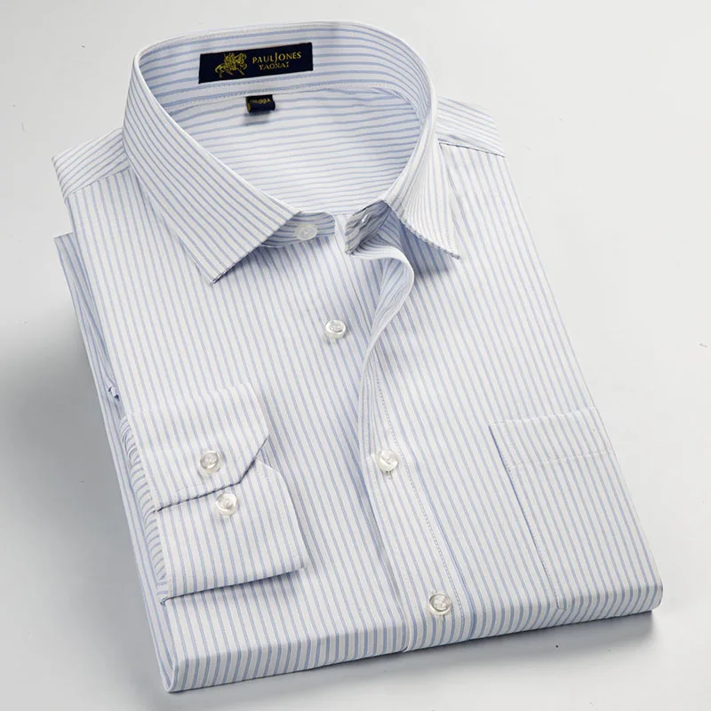 

MACROSEA Men's Striped Formal Dress Shirts Male Business Social Shirts Classic Design Plus Size Long Sleeve Non-Iron Shirts