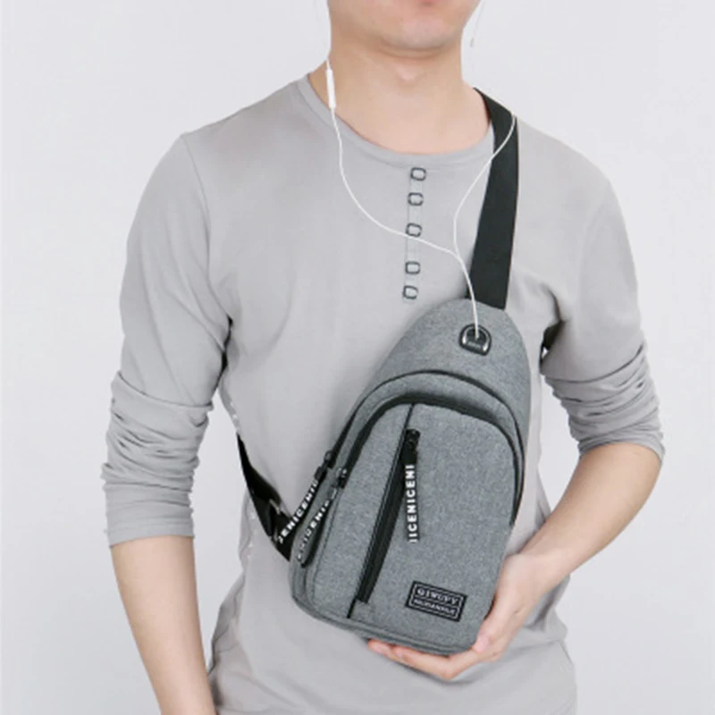 

Men's multi-function waterproof shoulder Messenger bag with earphone hole Oxford cloth fashion travel bag storage bag