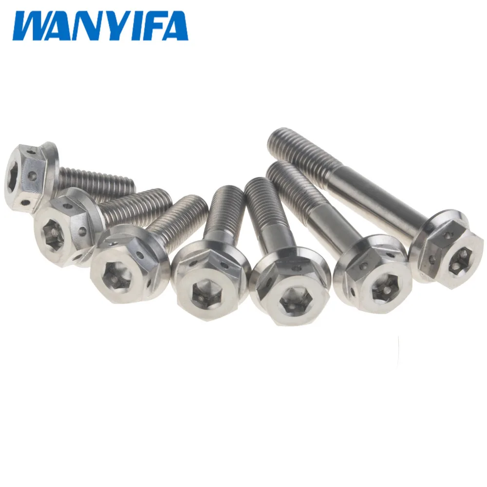 

Wanyifa Titanium M10 x 20 25 30 35 40 45 55mm Hexagon Flange Bolt for Honda Suzuki Yamaha Motorcycle Modification Upgrade