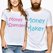 Summer Short Sleeve Cotton T Shirts Women Men Tops Casual Creative Letter Print Couple Clothes Matching Lovers Unisex T-Shirt letter print matching couple tee