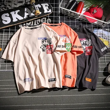 

M-XXL!! Tide new loose T-shirt male port wind student half-sleeved couple compassionate summer Harajuku short sleeve.