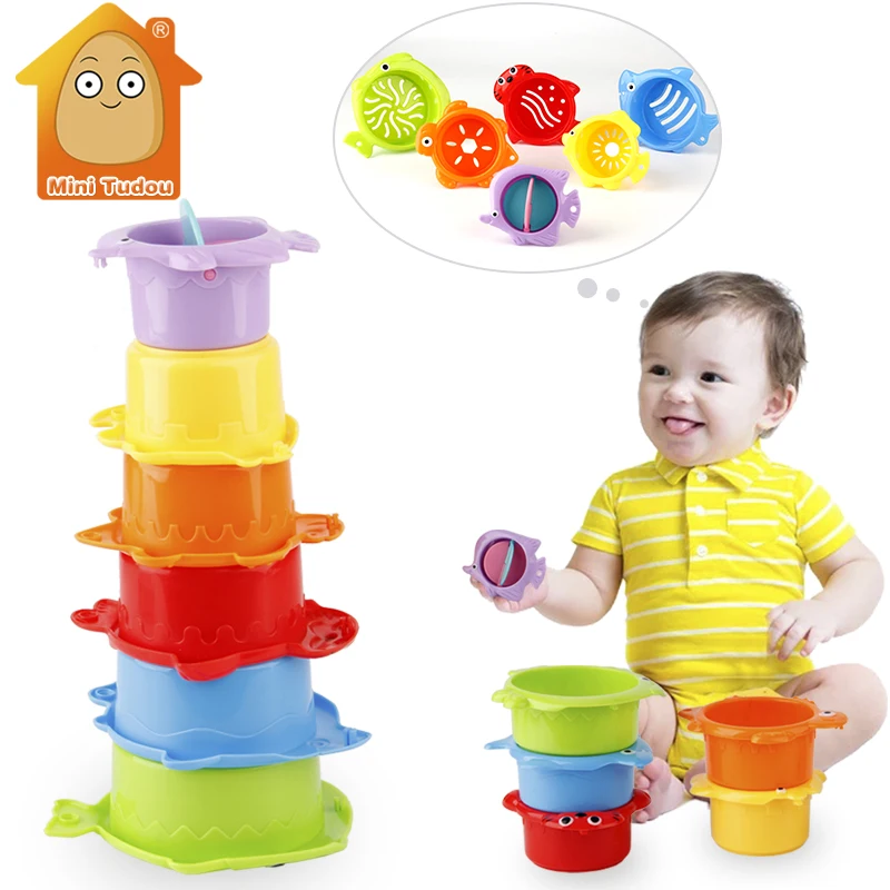 

Kids Toy Baby Stacking Cups Funny Toys For Boy Girl Kid Baby Rainbow Tower Ring Stacking Stack Up Nest Children Education