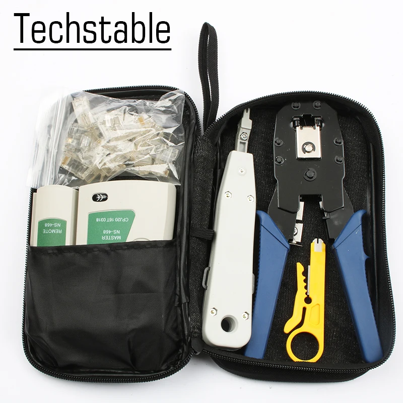 melhor Ethernet Cabo Testador de Rede multifuncional Kit RJ45 Linha Fio Friso Crimper Ferramenta Punch Down RJ11 8P8C RJ45 tool set