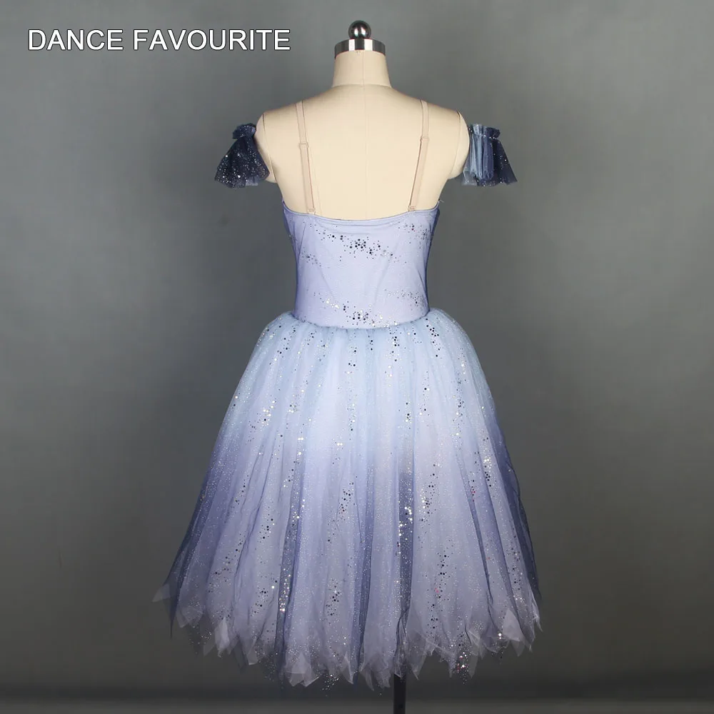19507 новая длинная романтическая балетная пачка с эффектом деграде(переход от темного костюм для балета, танцев с юбкой-пачкой для девочек и женщин Танцы одежда