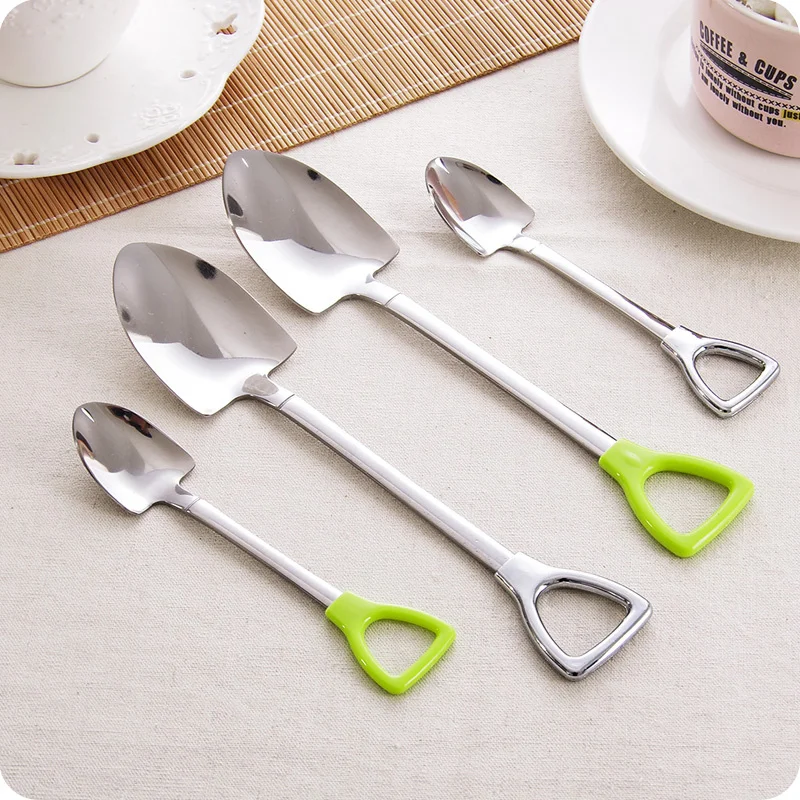 High quality spade shape stainless steel long handle spoon coffee spoon