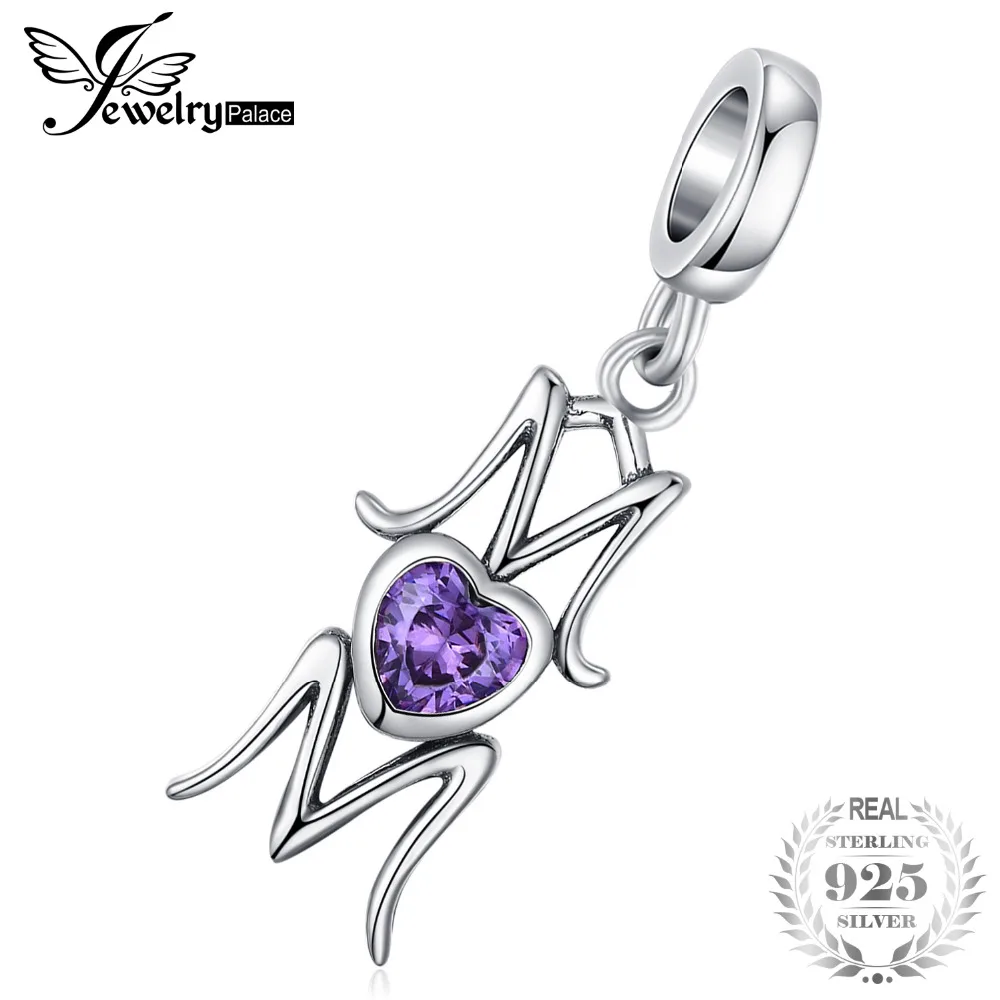 JewelryPalace 925 пробы Серебряный Синий Сердце кубический циркон мама Шарм Бусины Fit