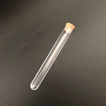 

10pcs 12*100 Clear hard plastic test tube with cork round bottom Wedding favours Laboratory Chemistry Cuvette free shipping