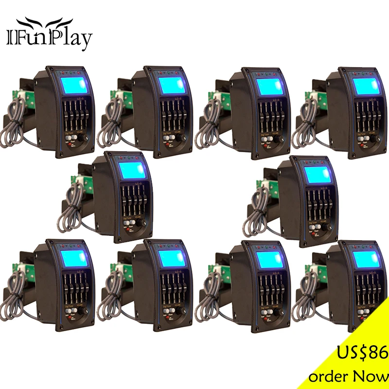 

10Pcs 5 Bands LC-5 Guitar Pickup for Acoustic Guitarra Preamp EQ Equalizer with Digital Tuner Pegar Instrumentos Guitar Parts