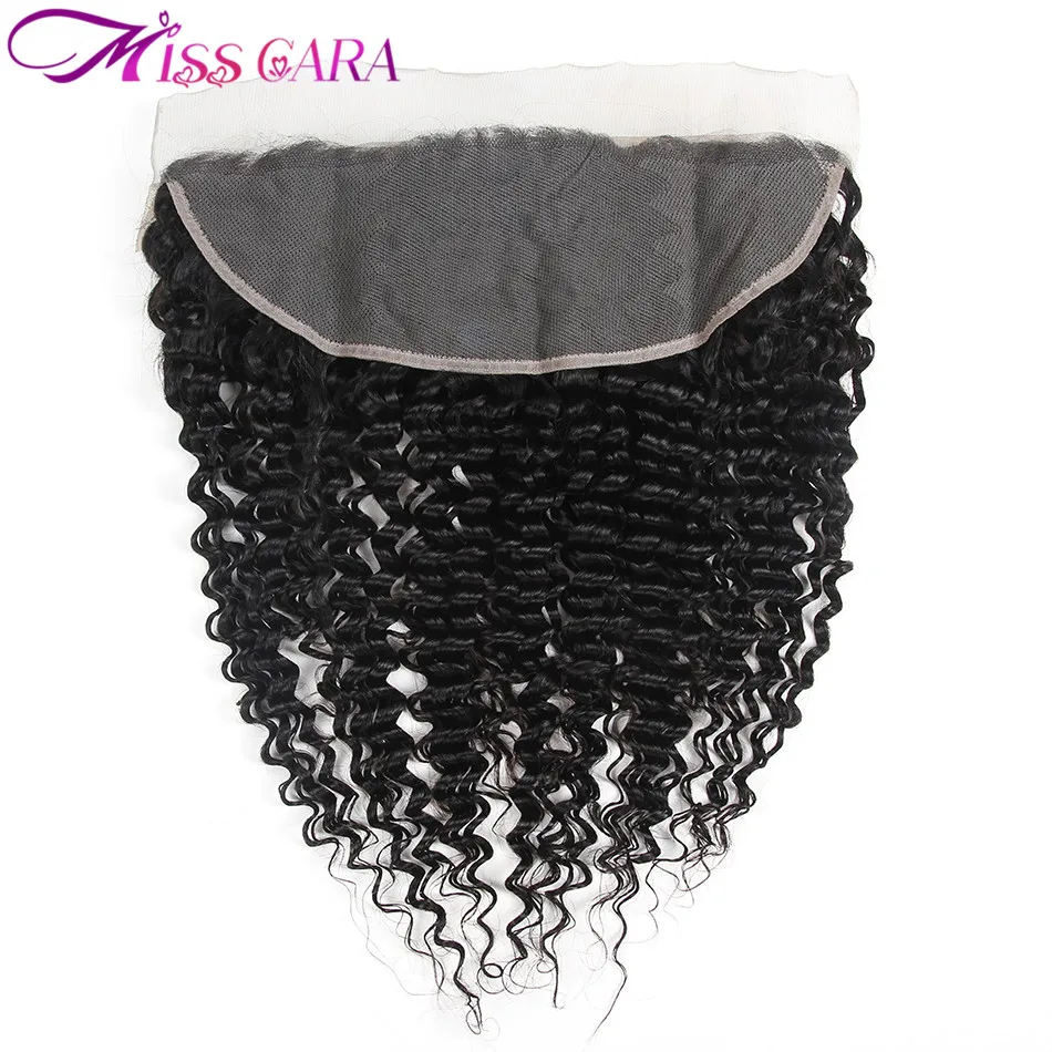 1 Piece/ Lot Deep Wave Brazilian Hair Lace Frontal Miss Cara Remy Human Hair 13X4 Hand-Tied Ear To Ear Closure 120% Density