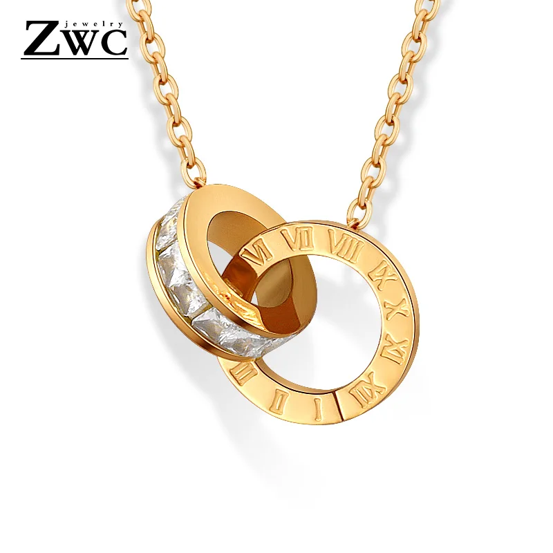 Новинка модные роскошные римские Подвески ZWC золотого цвета для женщин ожерелье