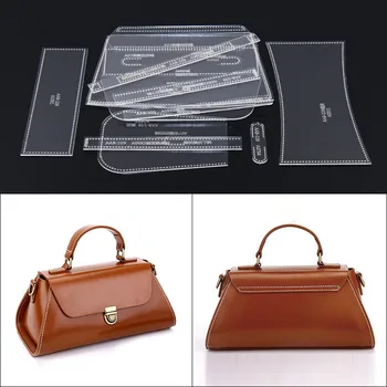 

1set laser cut DIY Handmade Single Shoulder bag Messenger bag tote Leather Craft Sewing Pattern Sewing stencil