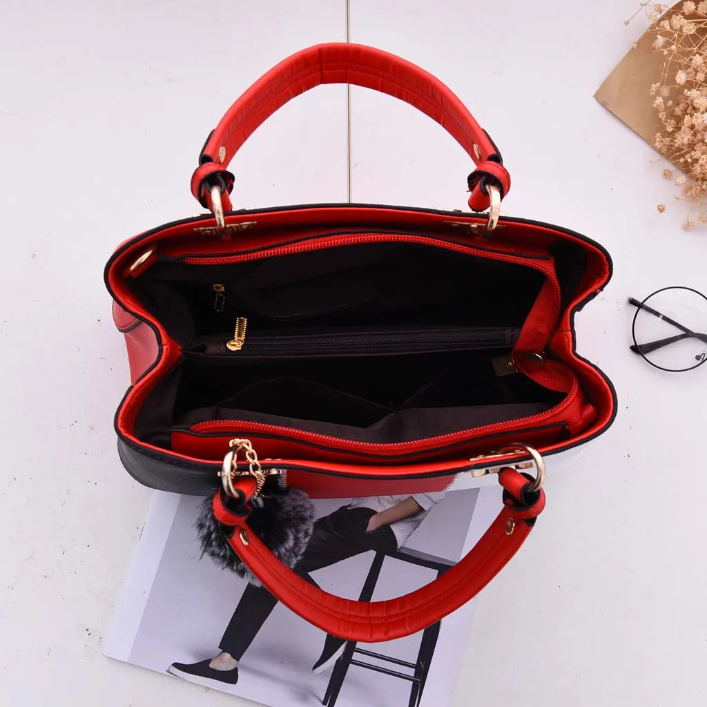 Women Hairball Ornaments Totes Patchwork Color Contract Sequined Handbags Party Purse Ladies Messenger Crossbody Shoulder Bag#T2