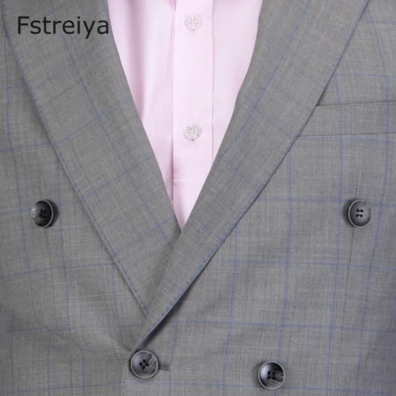 Wool Gray grid Custom made man suit men clothing customized Formal tailor suit Blazer  high-quality suits 2 piece (jacket+pants)