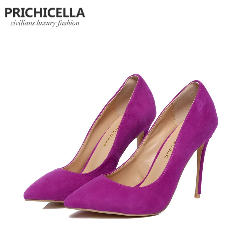 Замшевые туфли лодочки PRICHICELLA фиолетовые из натуральной кожи на очень высоком