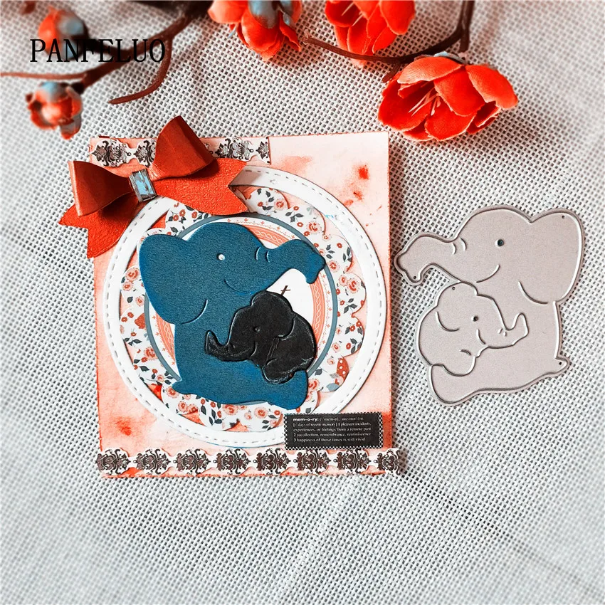

PANFELOU Mother and child elephant paper die cutting dies metal craft Scrapbooking/DIY Christmas festival Embossing mould cards