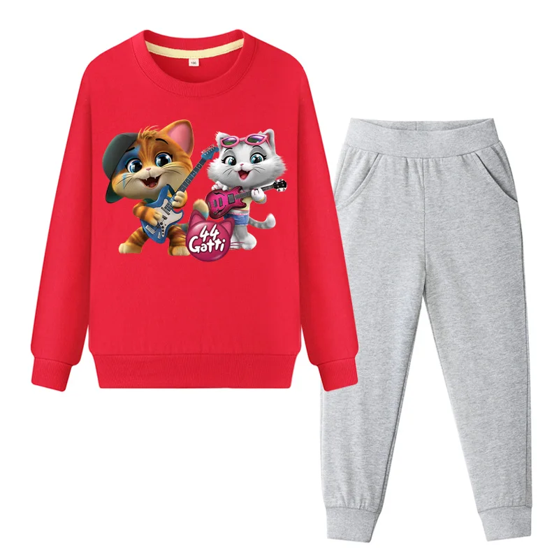 

Cartoon 44 Cats Print Clothing Sets For Kids Child Spring Autumn Coat+Pant Clothes Set Suits Boys Girls Sports Tracksuits WL120