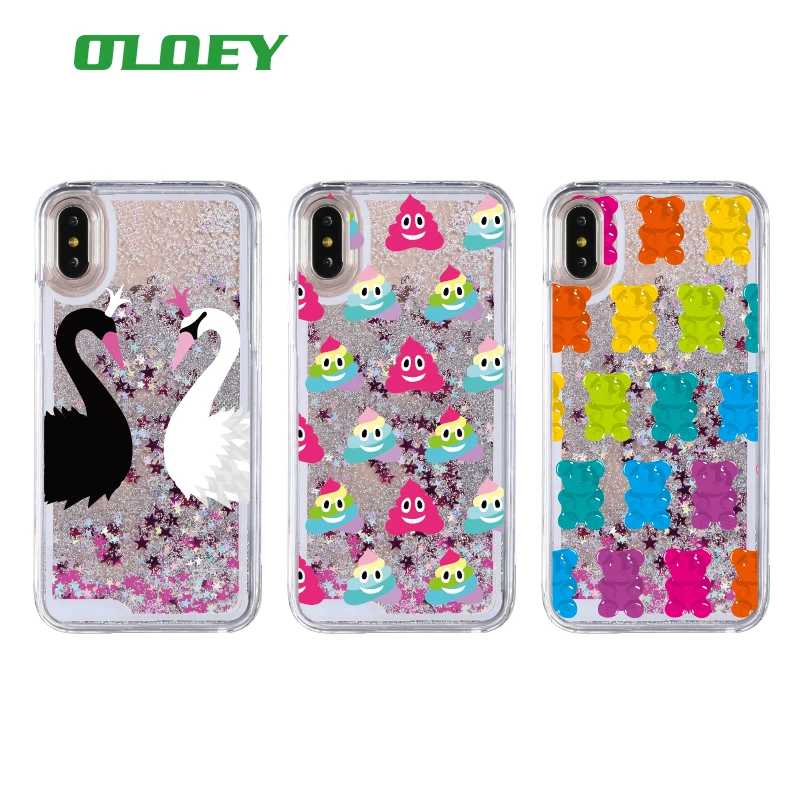 Gummy Bear Jelly Ice Cream Swan Glitter Liquid Hard Phone