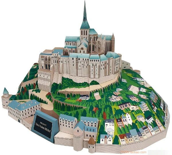 3D бумажная модель сделай сам для замка св. Мишель, Франция