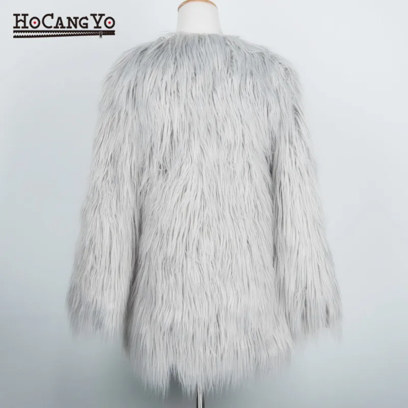Women's faux fur long hair new autumn and winter spot Foreign trade lady faux fur long-sleeved long coat female (6)