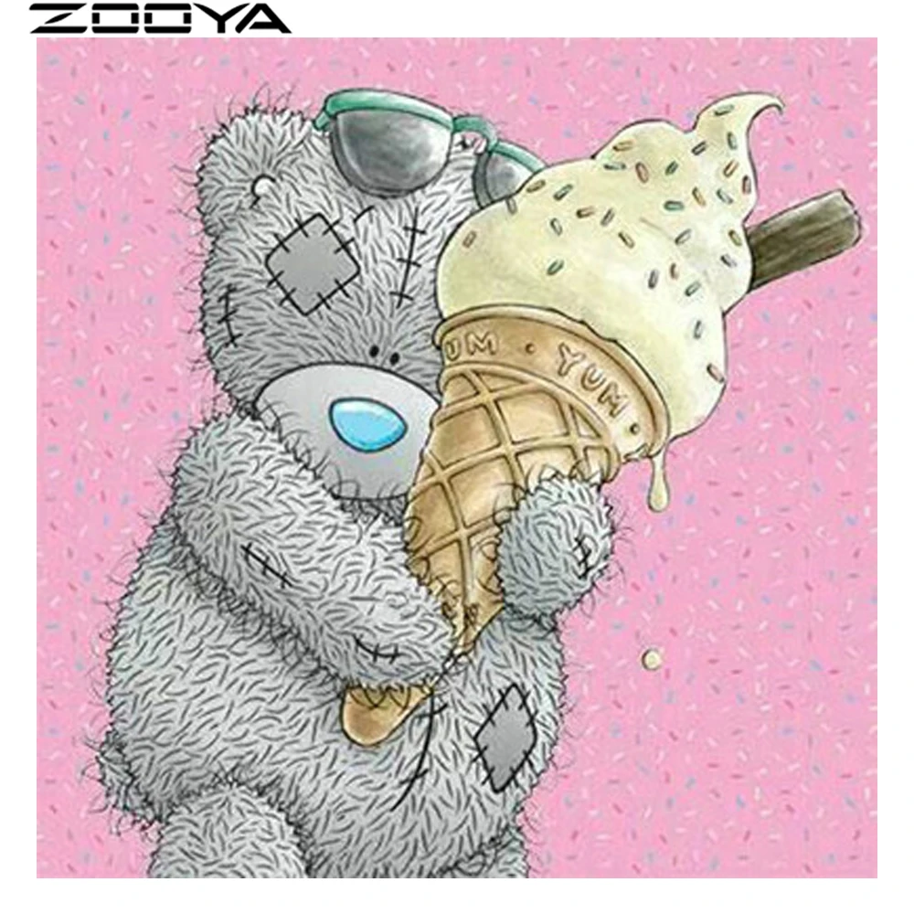 Zooya 5D алмазов картина вышивки крестом Медведь Мороженое рукоделие Алмаз Вышивка